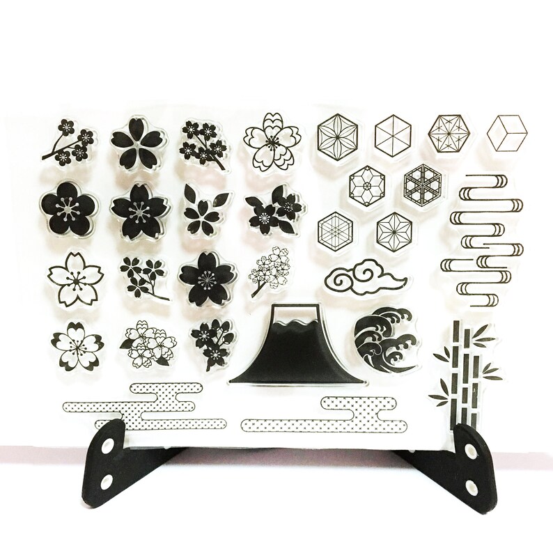 Japanese Motifs Stamp Cherry Blossom Clear Transparent Stamp Etsy