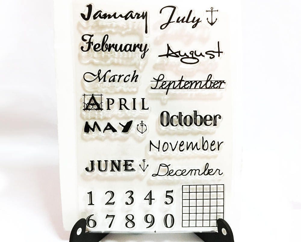 Planner Stamps - Days and Months Rubber Stamp Set - Clear Stamps - Bullet  Journal - Photopolymer Acrylic Stamp - Numbers - Date Stamps