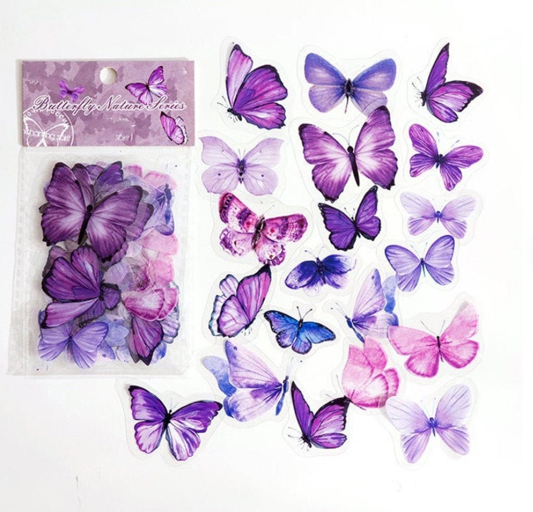 40 Stück Lila Schmetterling Clear Sticker, Schmetterlinge, Journal, Harz  Sticker, Junk Journal, Insekten, Garten, Natur, Violet, Lavendel - .de