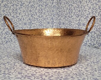 Vintage Hand-Hammered, Handmade, Copper Pot with Handles, 8 1/4" x 3 1/2" Rim Size, Jam Pot, Copper Decor, Farmhouse, French Kitchen