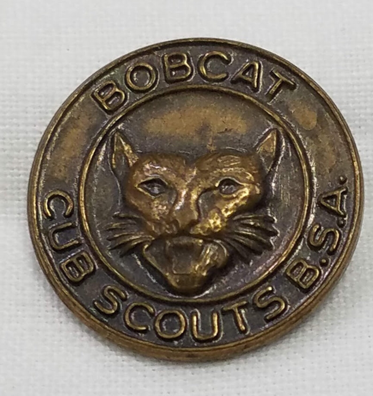 Vintage Bobcat Cub Scout BSA Pressed Pin, Collectible Cub Scout Pin, Boy Scouts of America
