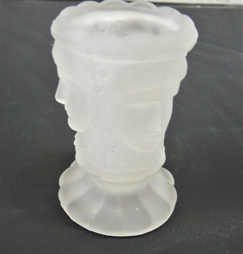 Antique Three Faces Frosted Glass Toothpick Holder EAPG Etsy