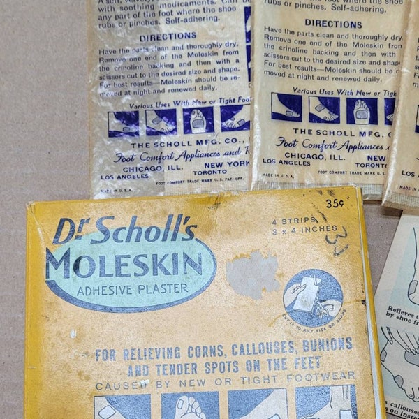 Vintage Dr Scholl's Moleskin Adhesive Plaster Box Advertising Collectible