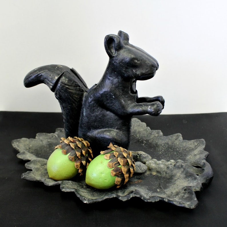 Vintage Squirrel Nut Cracker on Large Leaf Tail Goes Down & Etsy