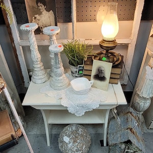 Set of Three Shabby Chic Wooden Candlesticks, Home Decoration Farmhouse Decor, Cottage Look, Bedroom, Mantel Decor