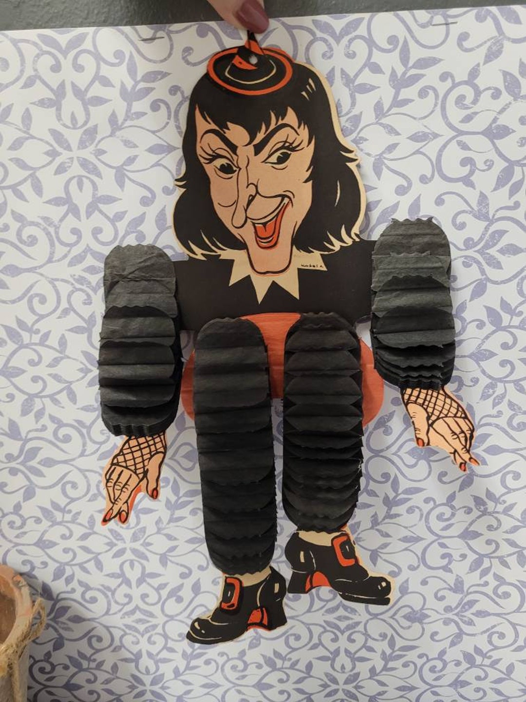 Halloween Decoration Farmhouse Antique 1950s Dancing Hallowe'en Witch