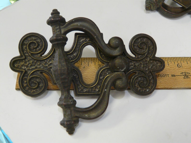 Antique Large Door Knocker Style Bronze Drawer Pull 5 Etsy