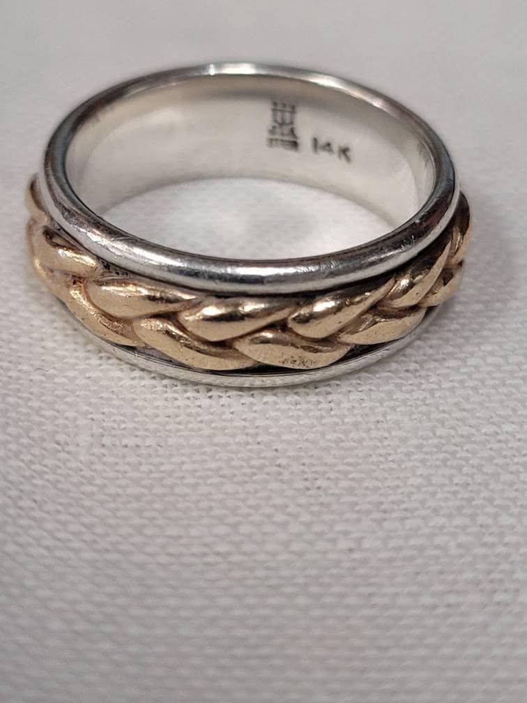 Size 5 Retired James Avery 14K Yellow Gold Rope and Sterling Ring - Etsy