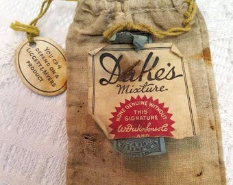 sack of dukes tobacco Duke's Mixture Cigarette Makings Bag with Internal Revenue Stamp from Feb.  26, 1926, Tobacco Collectible Tobacco Antique Smokes