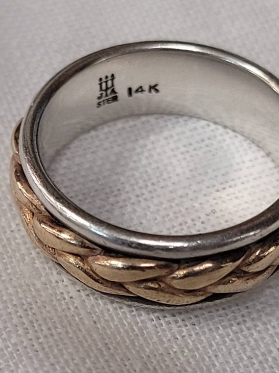 Size 5 Retired James Avery 14K Yellow Gold Rope and Sterling Ring
