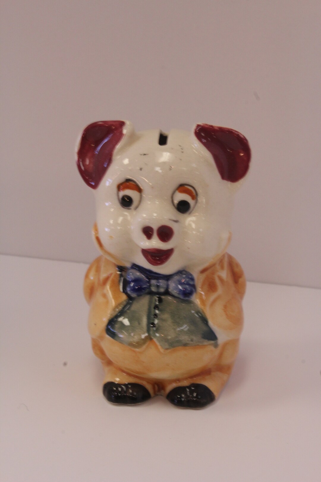 Vintage Ceramic Piggy Bank Made in Japan, Hand Painted, Collectible Pig Ceramics, Piggy Banks