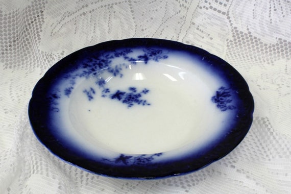 1893 Wheeling Pottery Labelle Flow Blue Large Soup Bowl Etsy