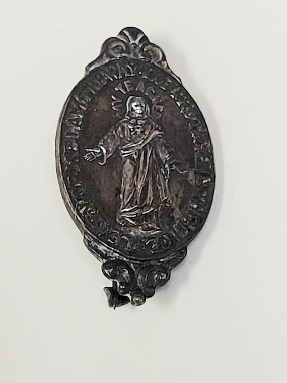 Religious Catholic Pin-Silver-Plated Early 1900s