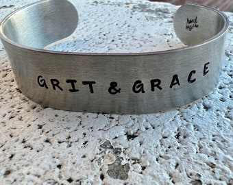 Grit & Grace - Western Hand Stamped Metal Cuff Bracelet