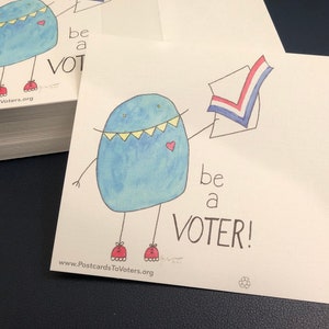 Be a Voter Postcards, Bunt Creature design w/Blank Back, 100 Postcards 画像 1