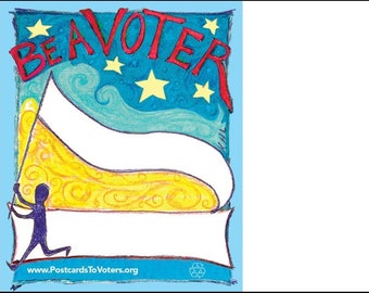 Be a Voter Postcards, Flying Banner design, Fill-In Front w/Blank Back, 100 Postcards