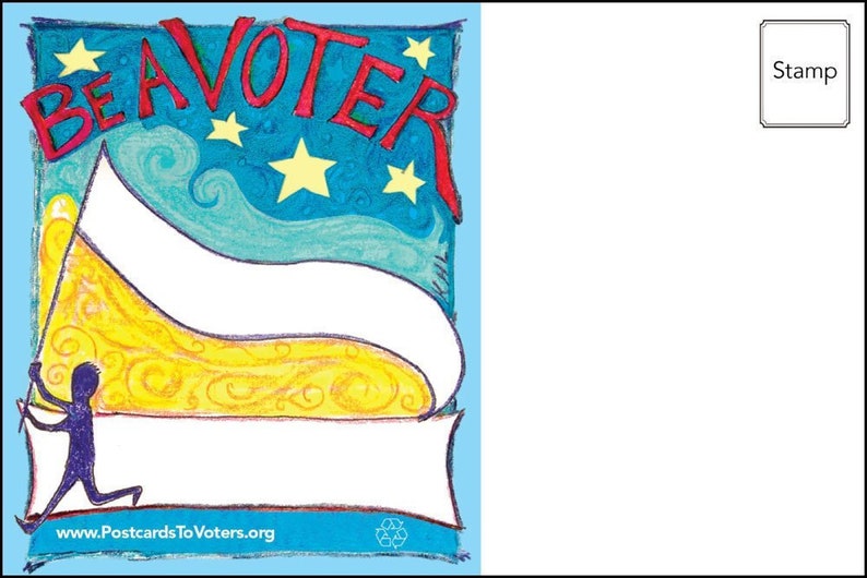 Be a Voter Postcards, Flying Banner design, Fill-In Front w\/Blank Back, 100 Postcards