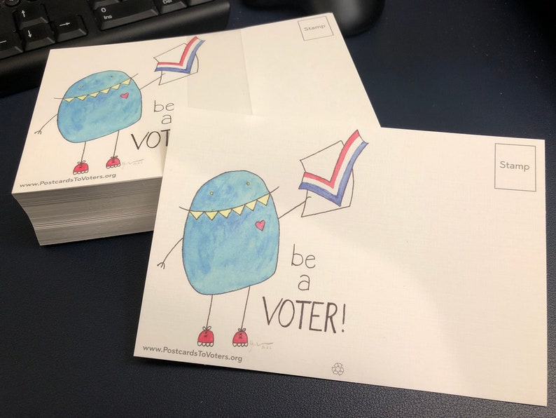 Be a Voter Postcards, Bunt Creature design w/Blank Back, 100 Postcards 画像 1