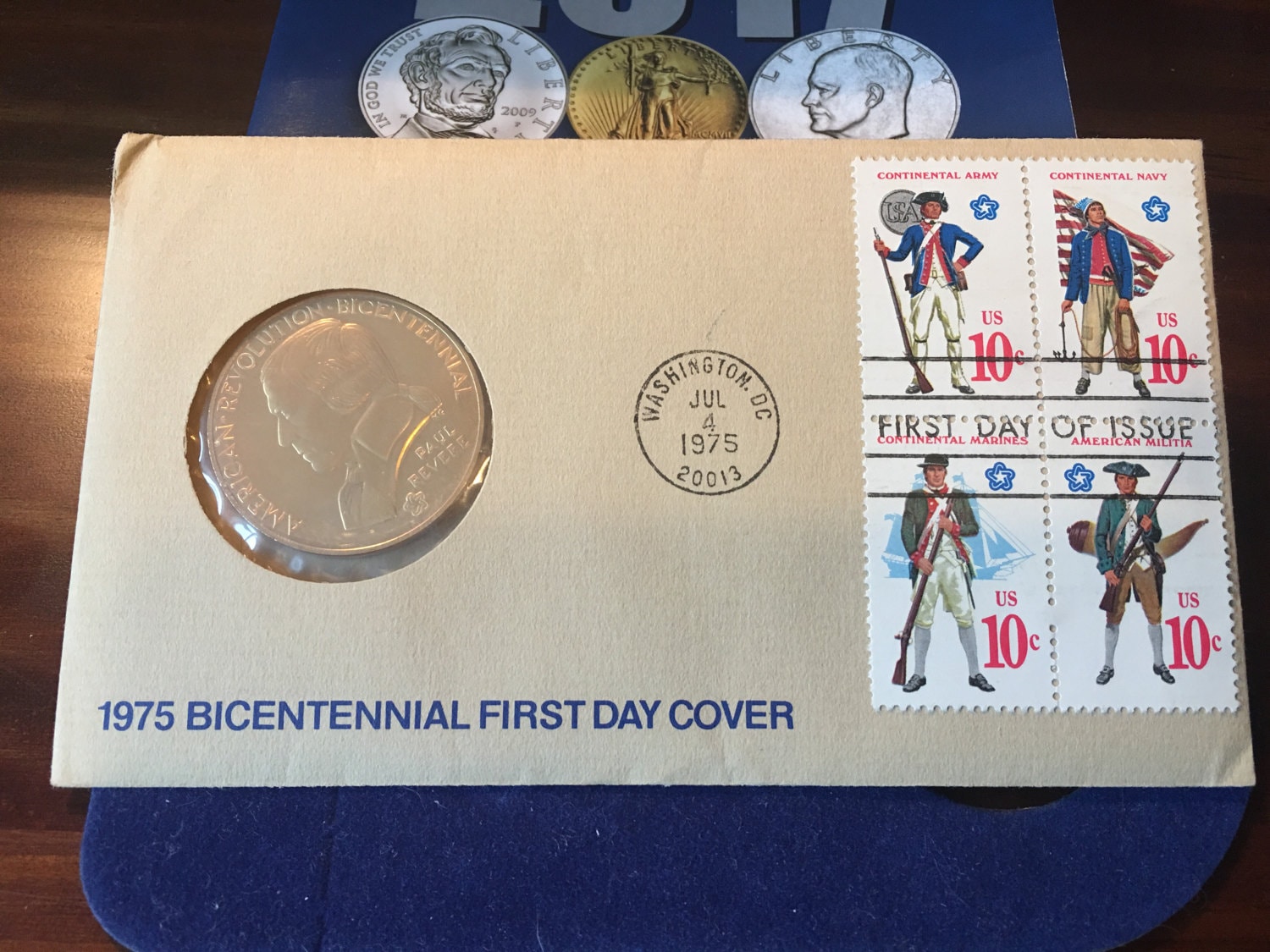 1975 Bicentennial First Day Cover Commemorative Bronze Medal With