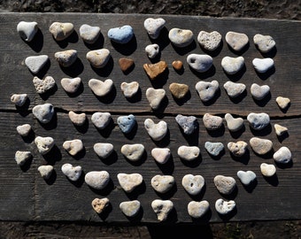 8 Hearts Sea Stone Rare Beach Find Gift from Oporto Portugal Heart Shaped Sea Pebbles White Grey Smoky Colors Quartz