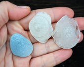 Genuine Sea glass kick ups Rare white blue sea glass Beach found glass Natural sea glass for craft Mermaid nipples Beach found objects