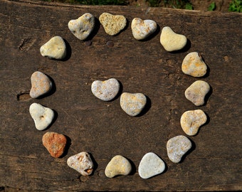 8 Hearts Sea Stone Rare Beach Find Gift from Oporto Portugal Heart Shaped Sea Pebbles White Grey Smoky Colors Quartz