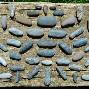 Grey Beach Pebbles: Elongated Sea Stones for Crafts, Aquarium Decor