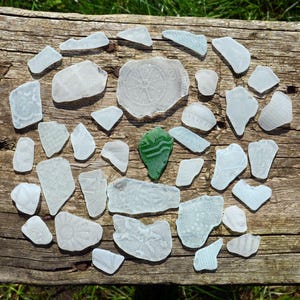 36pcs Patterned sea glass Rare beach glass Genuine sea glass Art or Craft Supplies Sea glass decor supplies Ocean themed decor