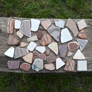 Black Sea Pottery Tile Shards: Mosaic Craft Supplies, Beach Art Pieces