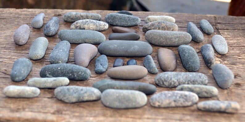 Grey Beach Pebbles: Elongated Sea Stones for Crafts, Aquarium Decor ...
