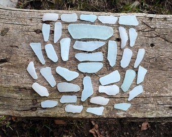 36pcs White Beach Glass, Authentic Sea Glass, Beach Wedding Favors, Guest Book Supply, Coastal decor supply