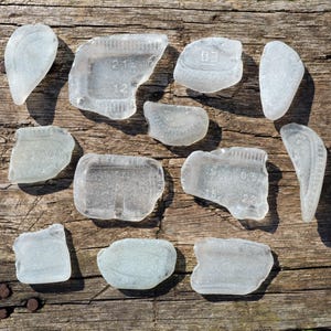 Fragments of White Bottle Bottoms Sea glass, Authentic Beach Glass, Collectible Beach Finds, Craft Supply