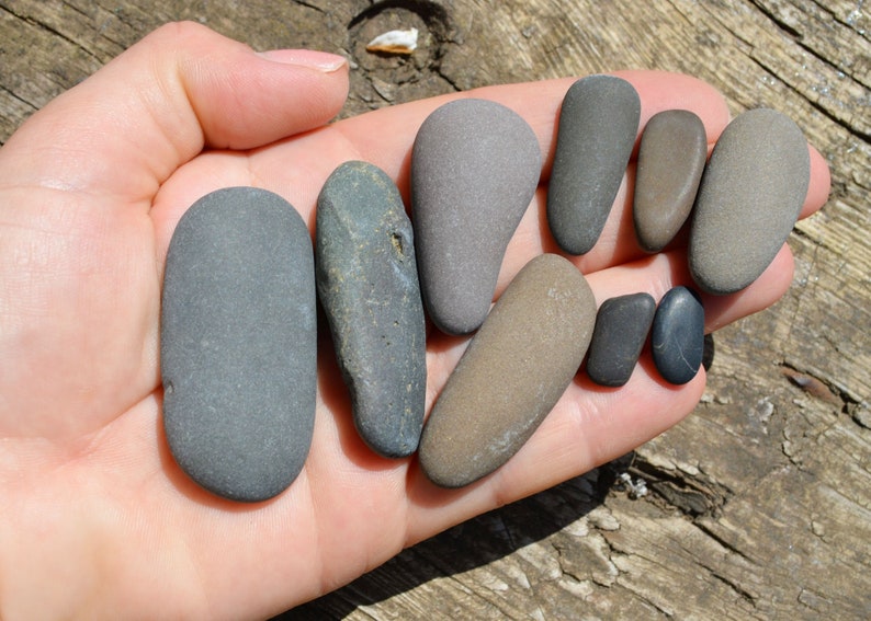 Grey Beach Pebbles: Elongated Sea Stones for Crafts, Aquarium Decor ...