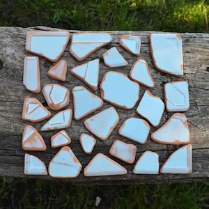 Pale Blue Sea Tiles, Old Ceramics, Beach Pottery Shards, Mosaics Supply, Craft supplies