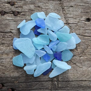 Blue Sea Glass, Ocean Decor, Authentic Surf Tumbled, Coastal Home