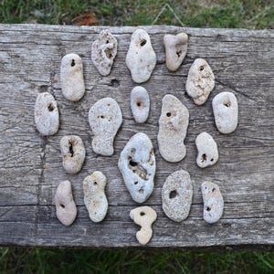 Holey Hag Stones Lot: 18 Beach Pebbles, Odin Wish Stones