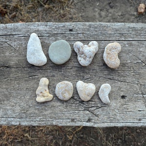 Cartas de amor de seixos marinhos 2 conjuntos, pedras marinhas naturais, rochas marinhas raras, decoração rústica, rochas marinhas figuradas, ideia de presente para o dia dos namorados