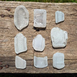 White Bottle Bottom Sea glass, Authentic Beach Glass, Collectible Beach Finds, Craft Supply