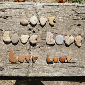 Cartas de amor com seixos marinhos, 5 conjuntos, pedras marinhas naturais, rochas marinhas raras, decoração rústica, rochas marinhas com figuras, ideia de presente para o Dia dos Namorados