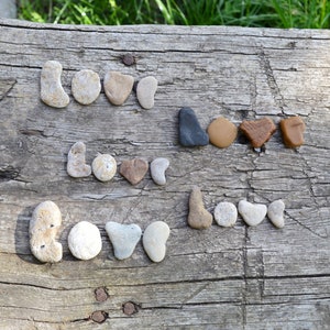 Cartas de amor com seixos marinhos, 5 conjuntos, pedras marinhas naturais, rochas marinhas raras, decoração rústica, rochas marinhas com figuras, ideia de presente para o Dia dos Namorados