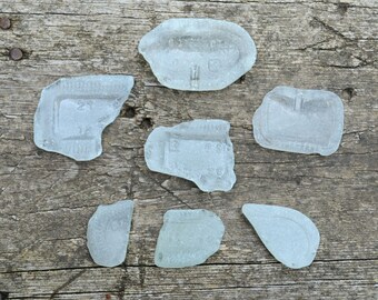 Fragments of White Bottle Bottoms Sea glass, Authentic Beach Glass, Collectible Beach Finds, Craft Supply