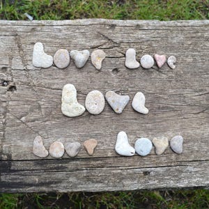Cartas de amor com seixos marinhos, 5 conjuntos, pedras marinhas naturais, rochas marinhas raras, decoração rústica, rochas marinhas com figuras, ideia de presente para o Dia dos Namorados