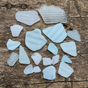 Ribbed Sea Glass, White Beach Glass, Rare sea glass, Craft Supplies, Genuine Sea Glass, Ocean decor, Patterned Beach glass