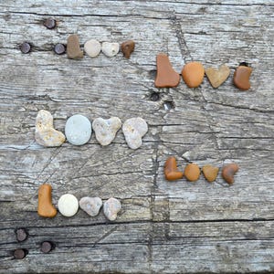 Cartas de amor de seixos marinhos 5 conjuntos, pedras marinhas naturais, rochas marinhas raras, decoração rústica, rochas marinhas figuradas, ideia de presente para o dia dos namorados