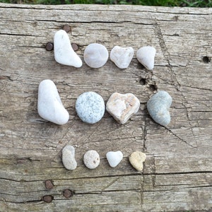 Cartas de amor de seixos marinhos 3 conjuntos, pedras marinhas naturais, rochas marinhas raras, decoração rústica, rochas marinhas figuradas, ideia de presente para o dia dos namorados