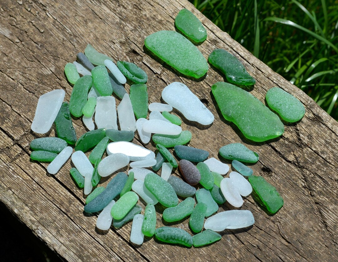 75pcs Narrow Sea Glass Long Beach Glass Bulk Genuine Sea Etsy