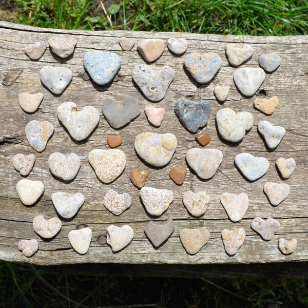 49 piezas de guijarros pequeños a diminutos en forma de corazón, piedras marinas románticas, rocas marinas lindas, decoración de bodas en la playa, formadas naturalmente