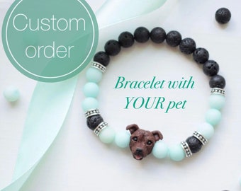 CUSTOMIZED handcrafted bead with YOUR PET on beaded bracelet