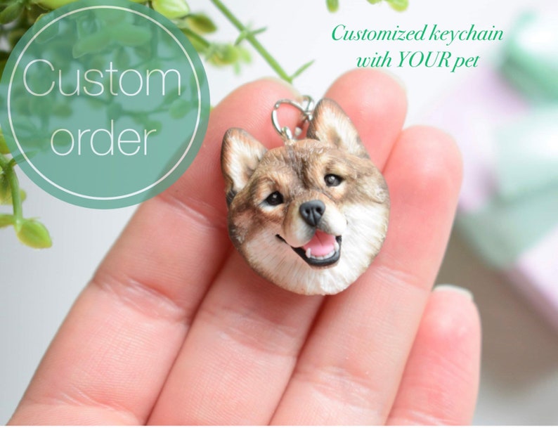 Customized keychain with YOUR pet image 1