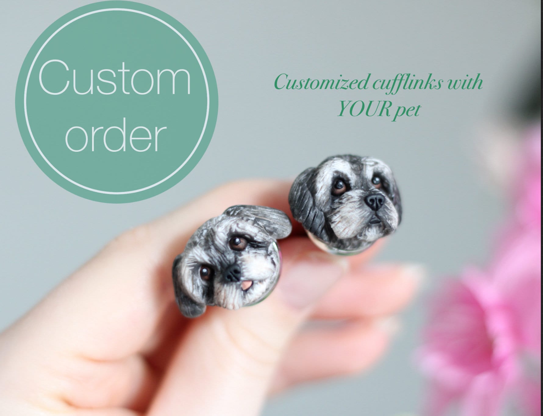 Custom cufflinks with your dog, custom wedding gift for groom, Father’s Day gift, gift for men